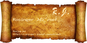 Rosinger József névjegykártya
